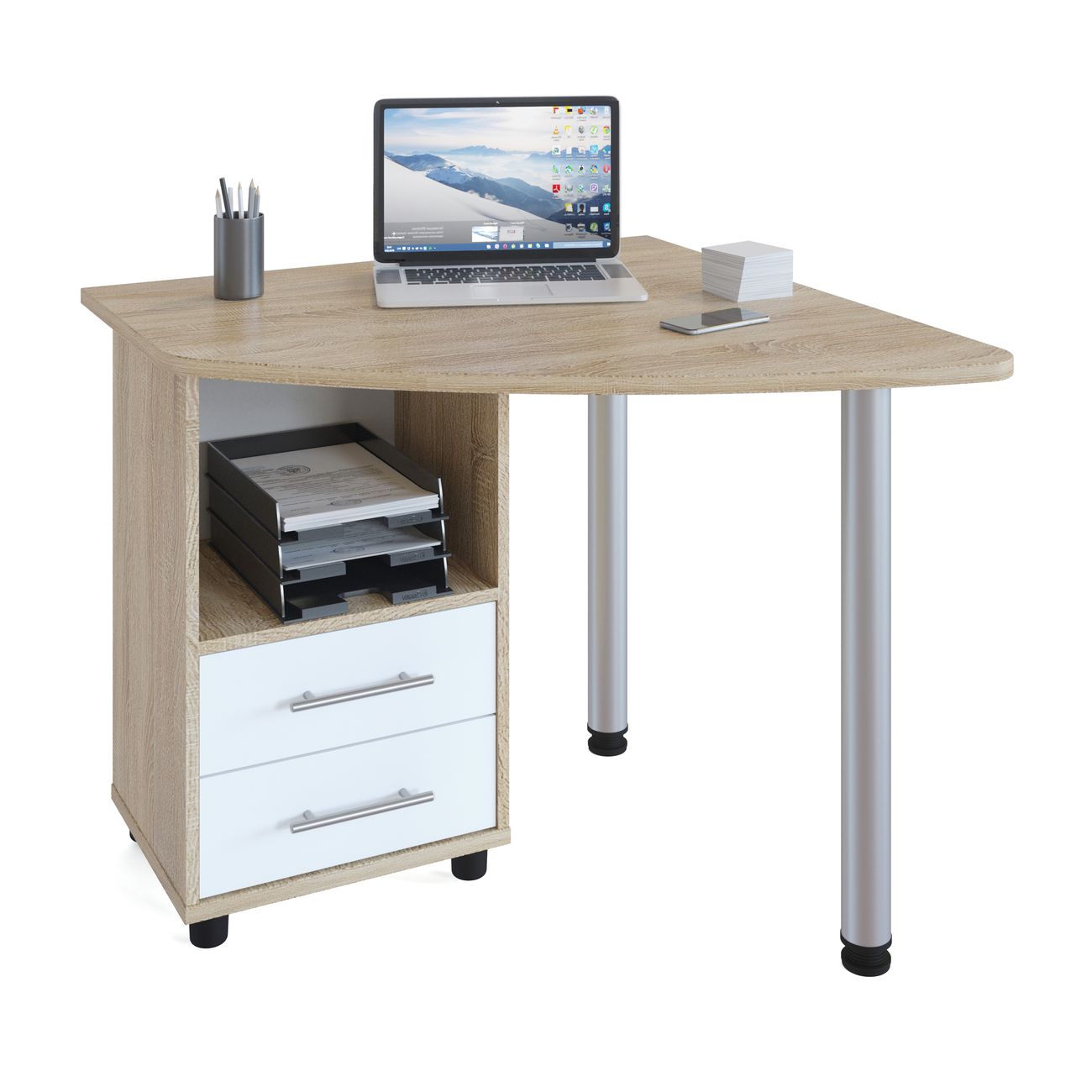 Стол компьютерный Сокол Меб.фабрика КСТ-120 Левый Дуб сонома/белый