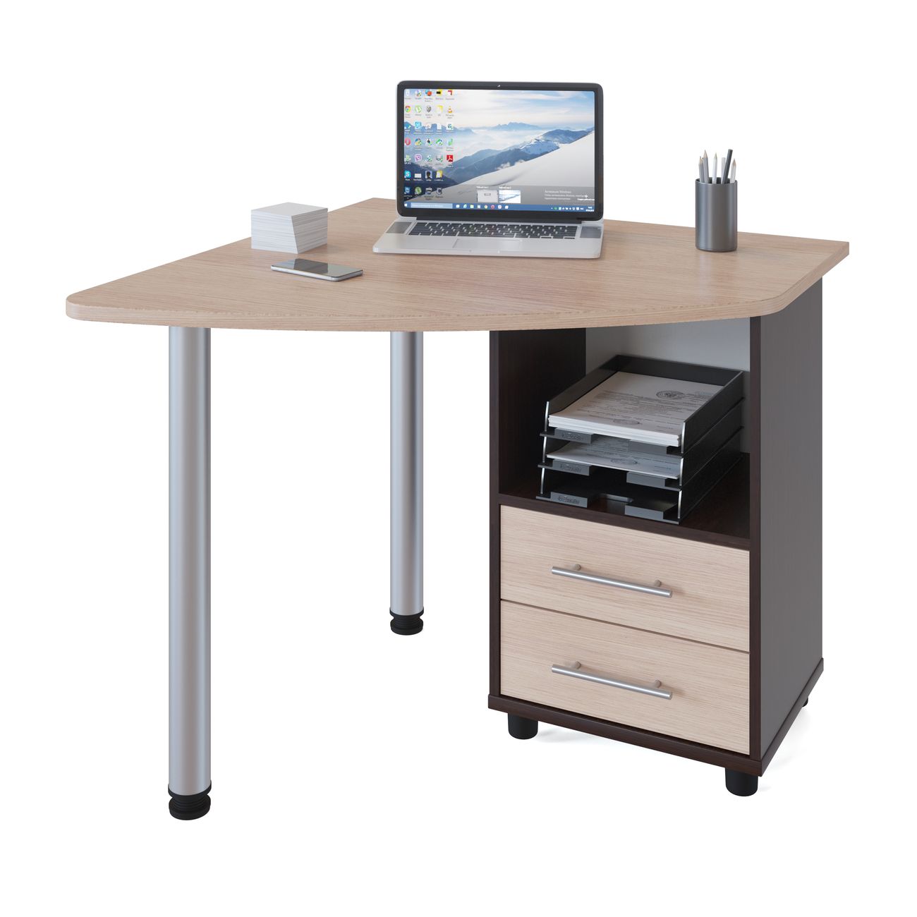 Стол компьютерный Сокол Меб.фабрика КСТ-120 Правый Венге/беленый дуб