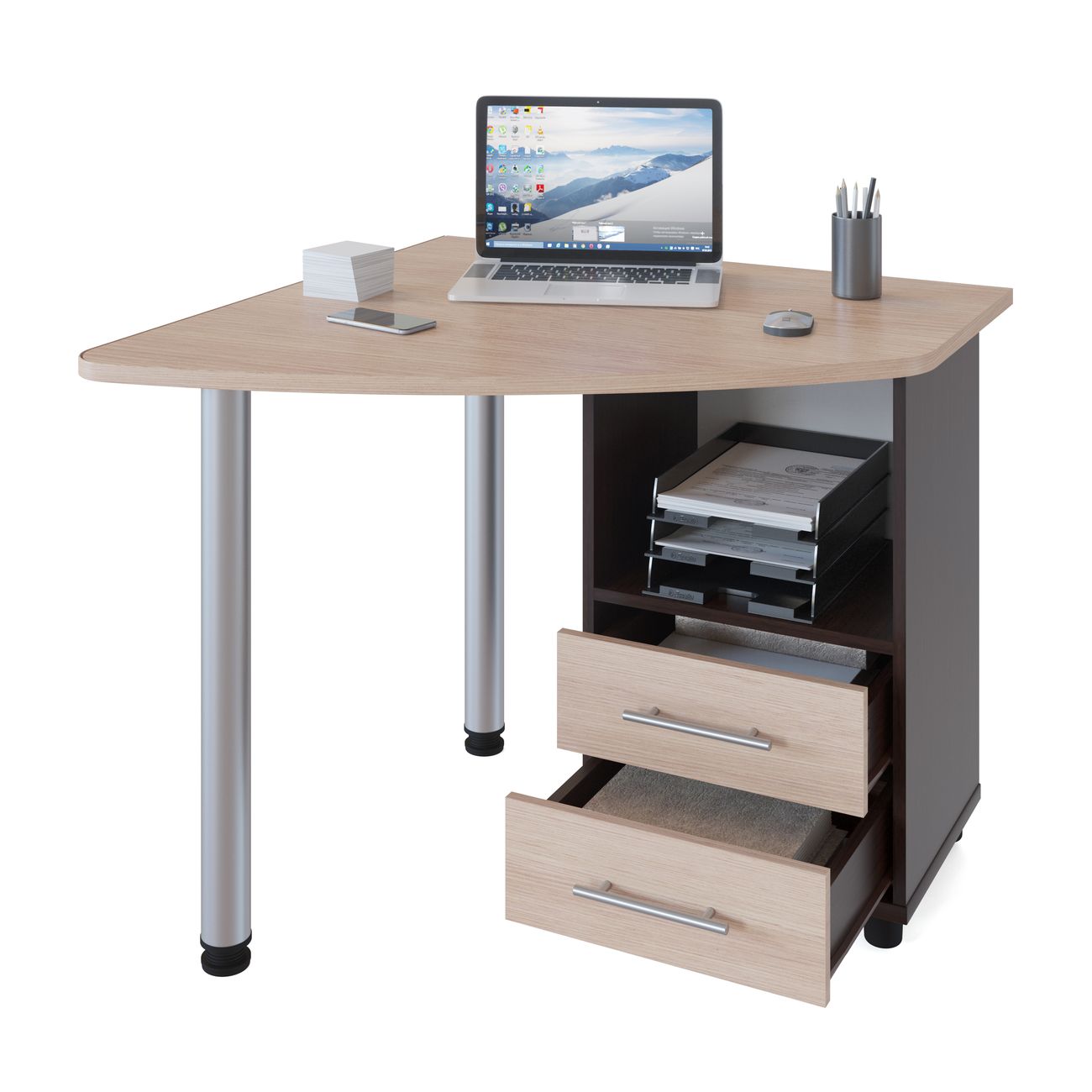 Стол компьютерный Сокол Меб.фабрика КСТ-120 Правый Венге/беленый дуб