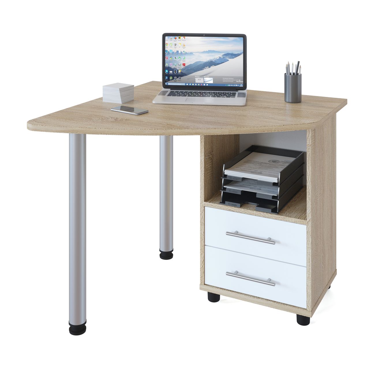 Стол компьютерный Сокол Меб.фабрика КСТ-120 Правый Дуб сонома/белый