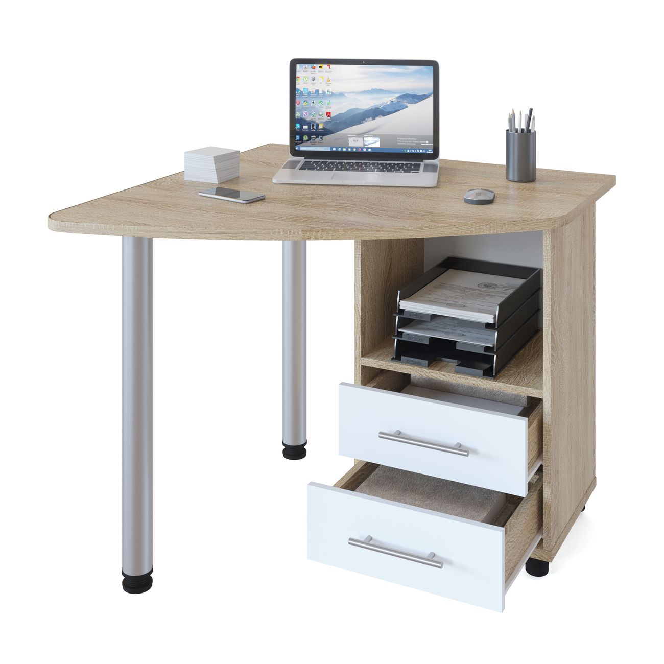 Стол компьютерный Сокол Меб.фабрика КСТ-120 Правый Дуб сонома/белый