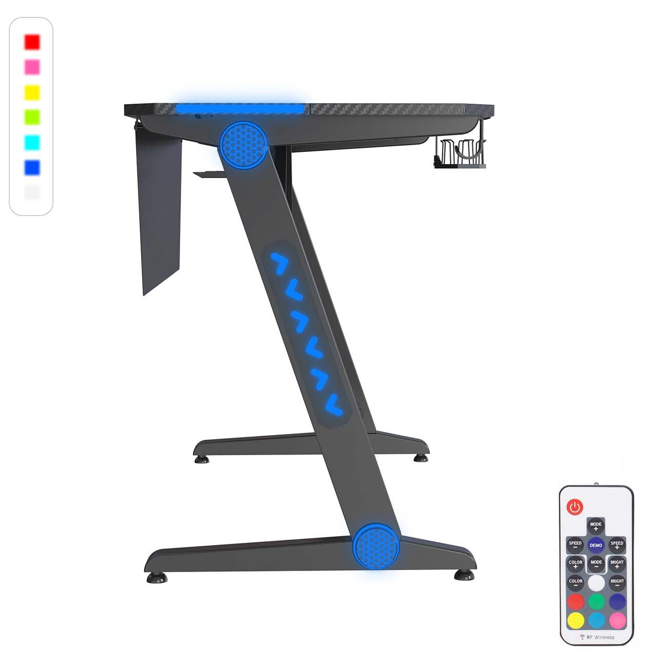 Стол компьютерный игровой Cactus CS-GTIZ-BK-CARBON-RGB МДФ карбон каркас черный