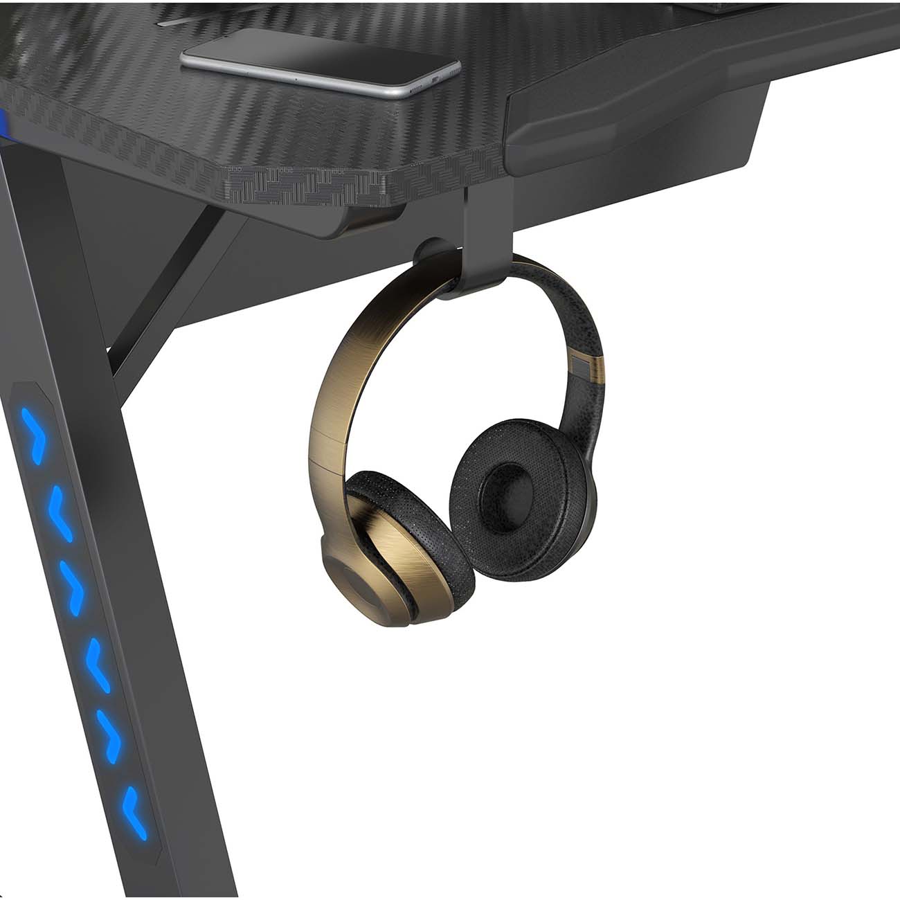 Стол компьютерный игровой Cactus CS-GTIZ-BK-CARBON-RGB МДФ карбон каркас черный