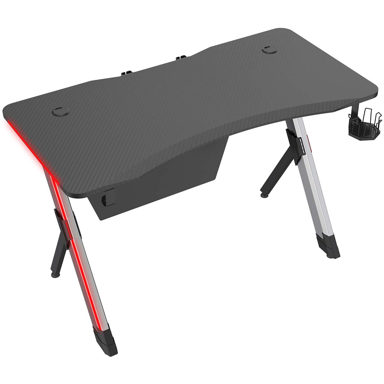 Стол компьютерный игровой Cactus CS-GTX-AL-CARBON-RED МДФ карбон каркас серебр.