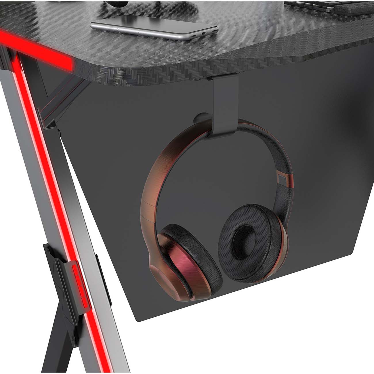 Стол компьютерный игровой Cactus CS-GTX-AL-CARBON-RED МДФ карбон каркас серебр.