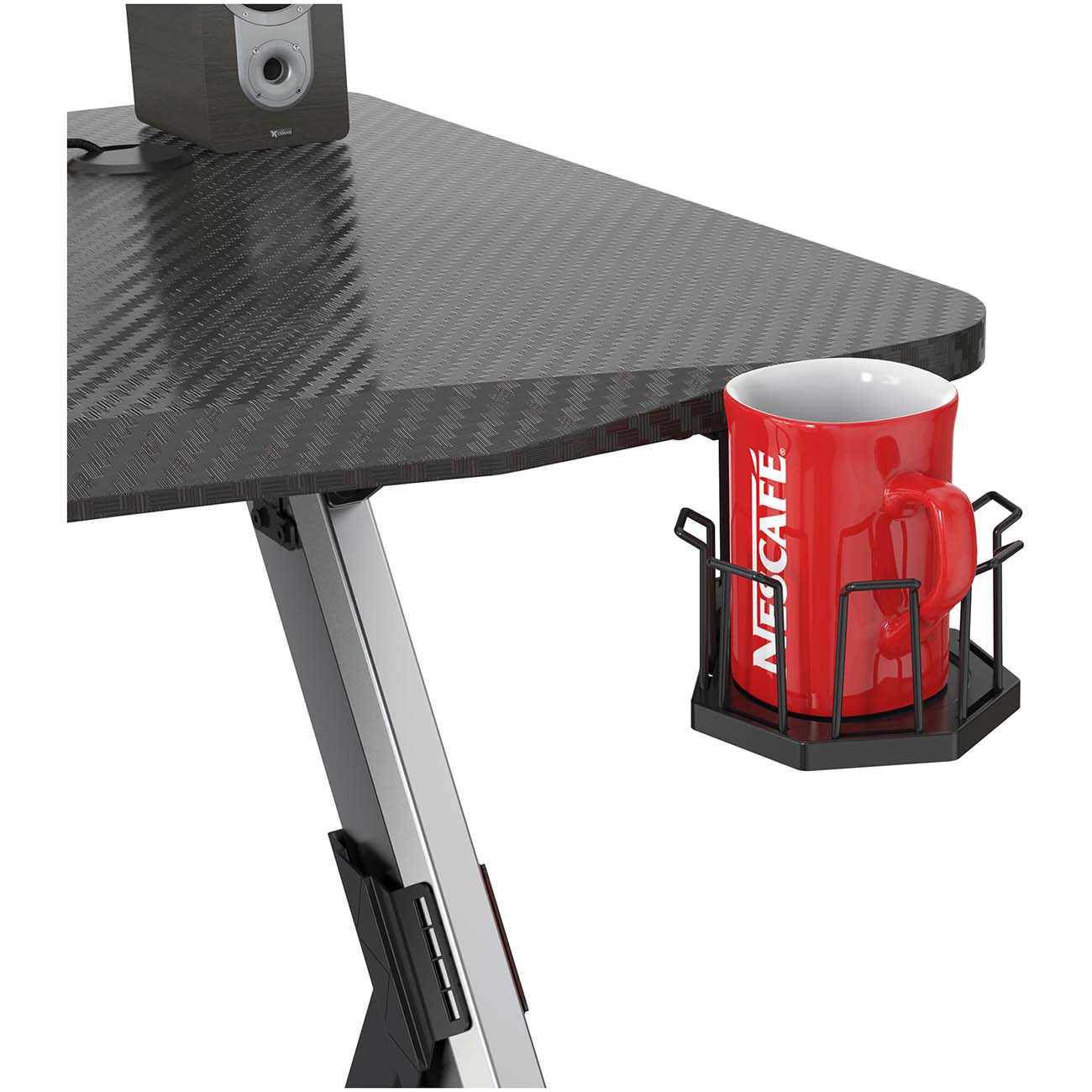 Стол компьютерный игровой Cactus CS-GTX-AL-CARBON-RED МДФ карбон каркас серебр.