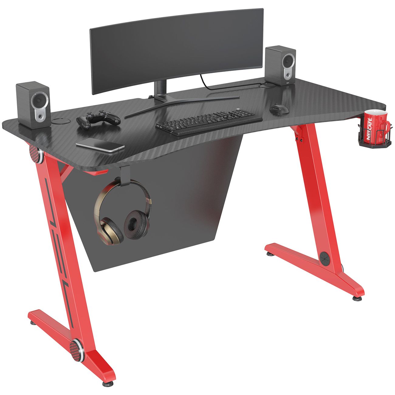 Стол компьютерный игровой Cactus CS-GTZ-RDBK-CARBON МДФ карбон каркас красный