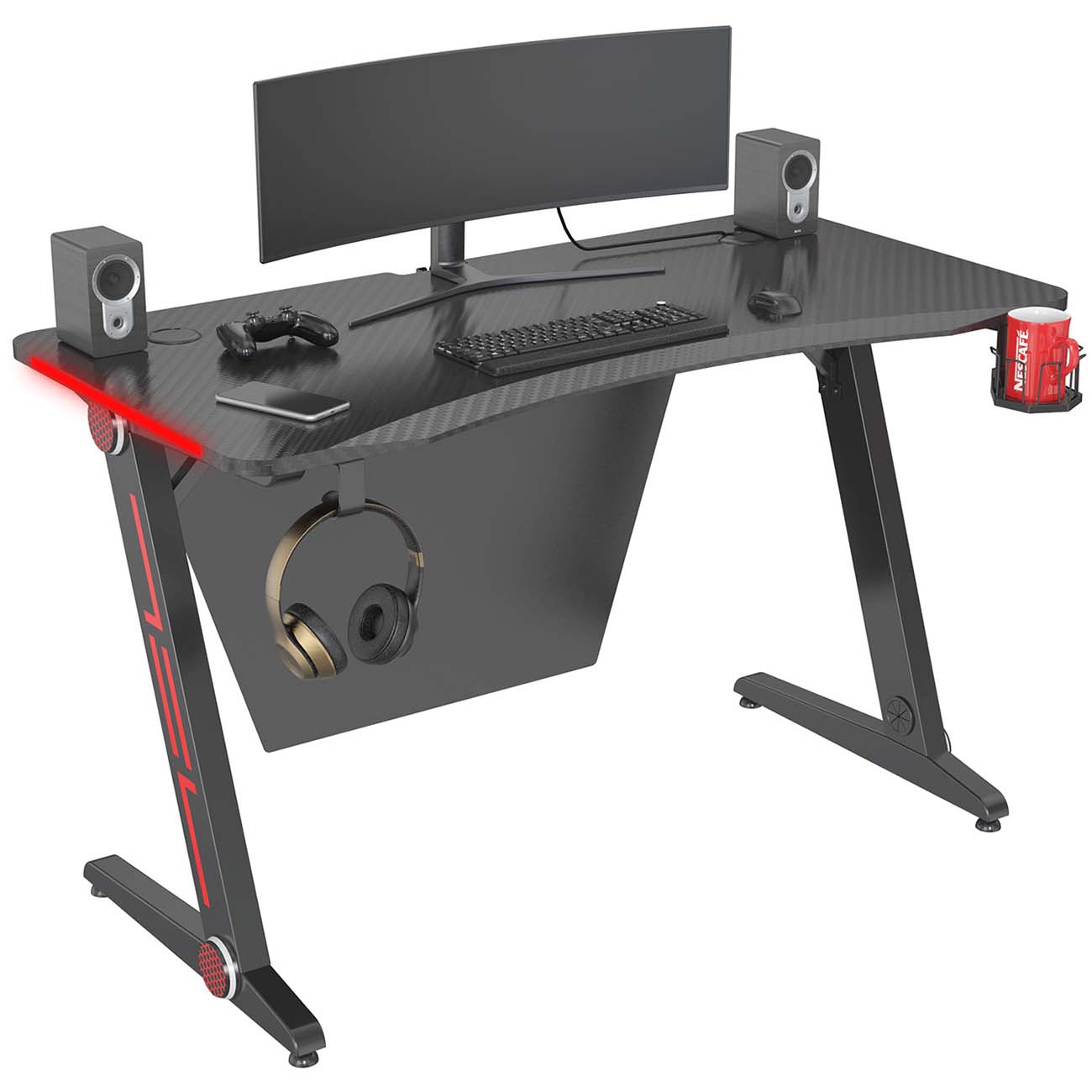 Стол компьютерный игровой Cactus CS-GTZ-BK-CARBON-RED МДФ карбон каркас черный