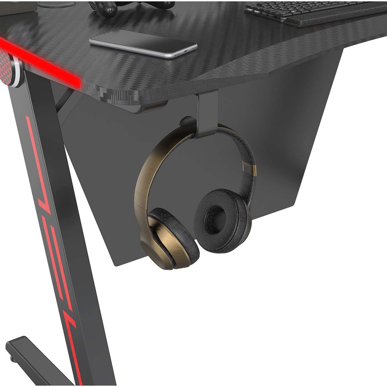 Стол компьютерный игровой Cactus CS-GTZ-BK-CARBON-RED МДФ карбон каркас черный