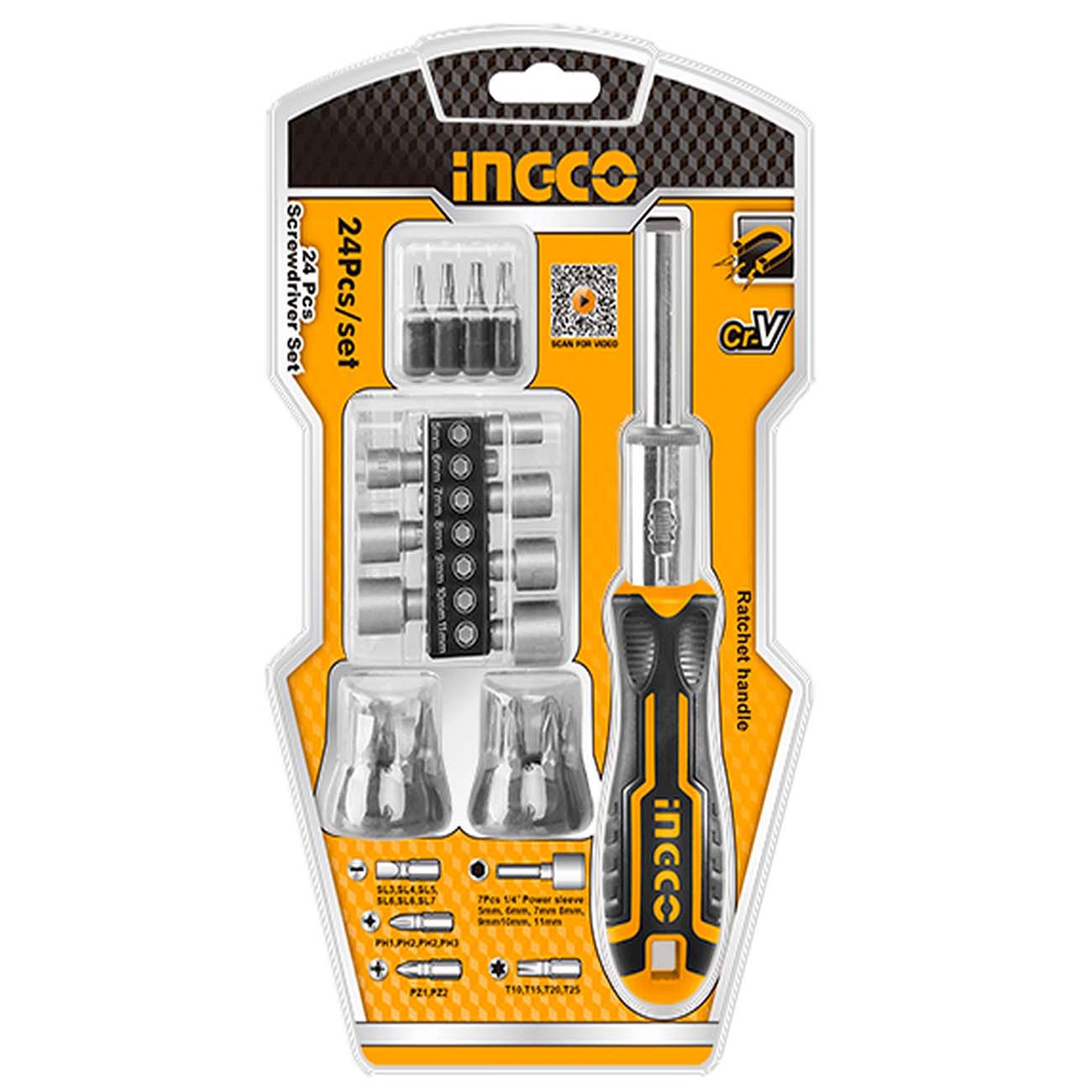 Отвертка INGCO с битами 24 предмета (HKSDB0248)