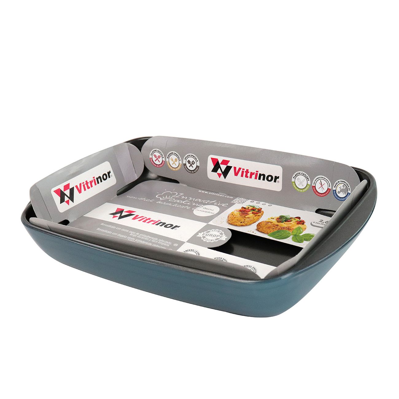 Форма для выпекания (стекло) Vitrinor прямоугольная голубая 31/21/5 1400009