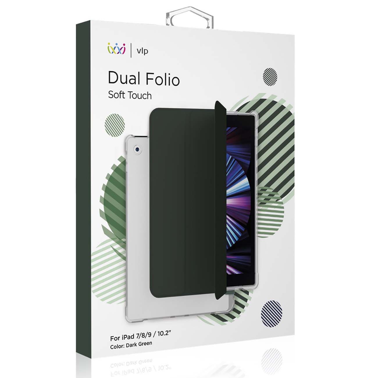 Чехол vlp Dual Folio iPad 7/8/9 (10.2) темно-зеленый