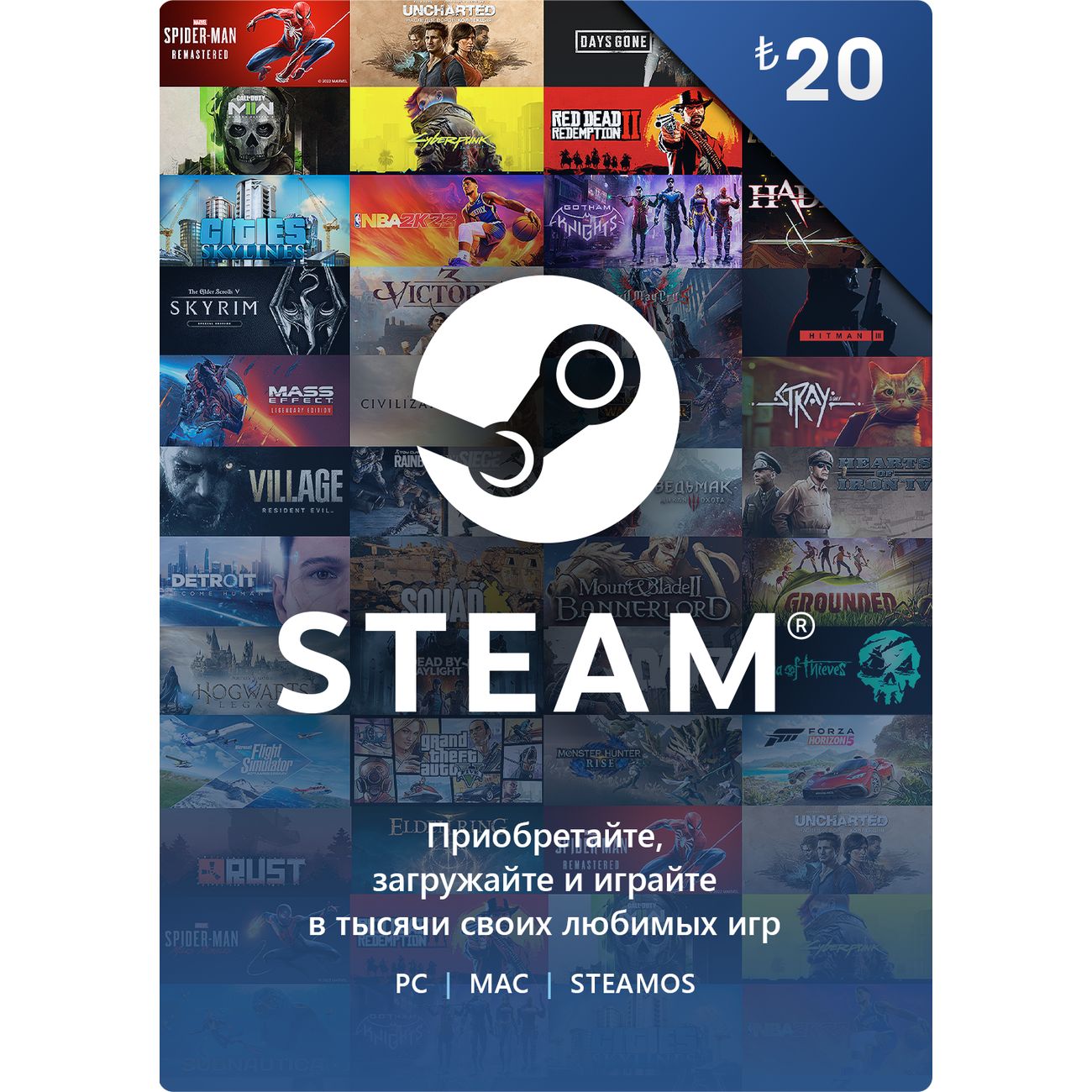 Игровая валюта PC Steam Wallet Карта оплаты 20 TL Turkey [Цифровая версия]