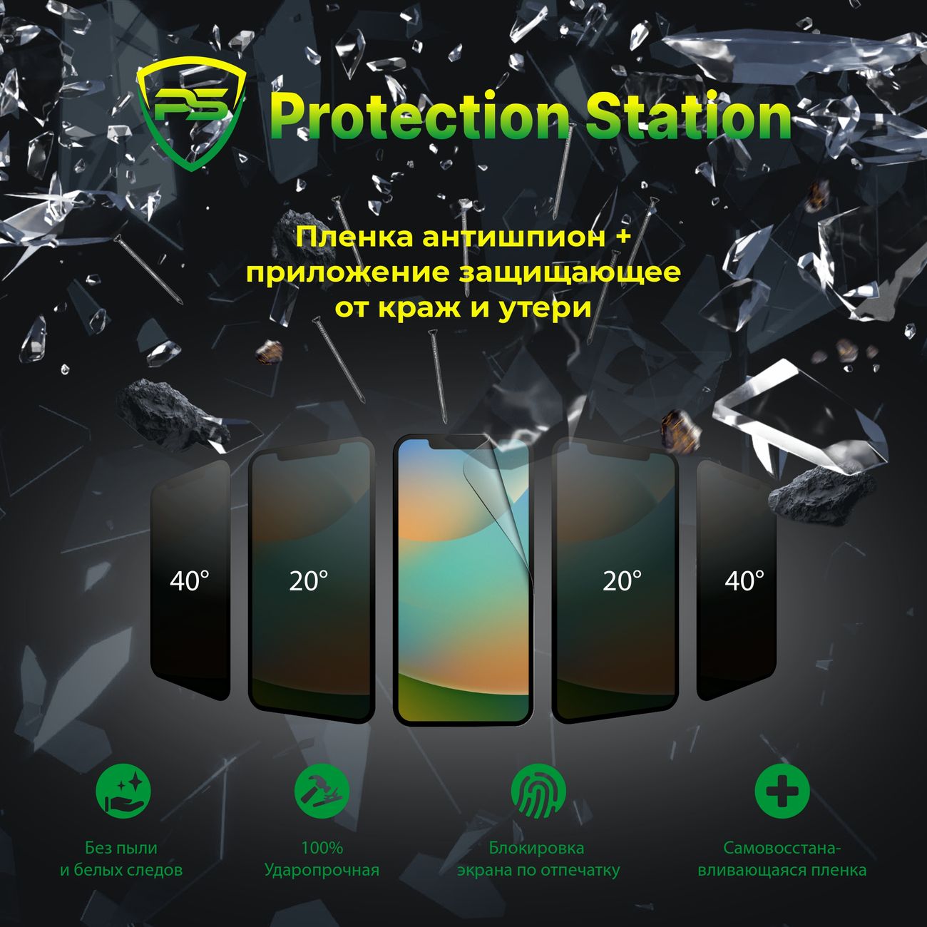 Услуги по изготовлению и наклейке пленки Usafe Сертификат на услугу антишпион КомбоЗащита