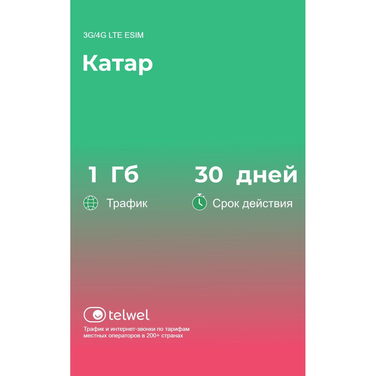 eSIM Telwel пакет Катар 1Гб 30 дней фото
