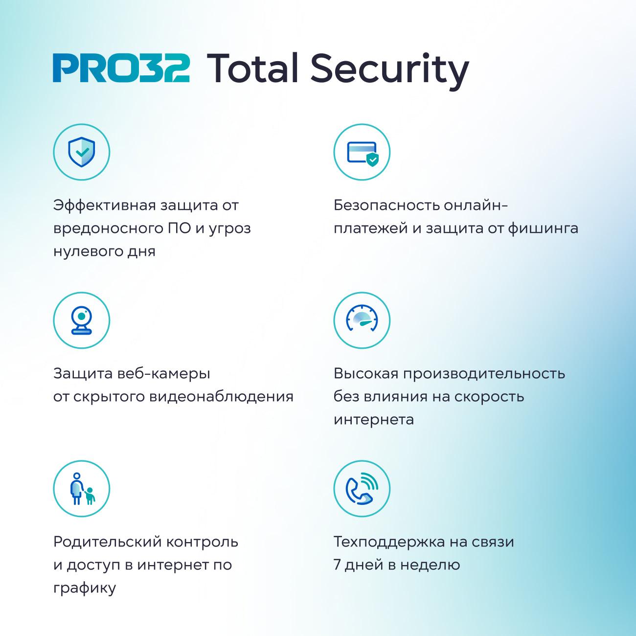 Антивирусы Pro32 Total Security 1 устройство 3 года