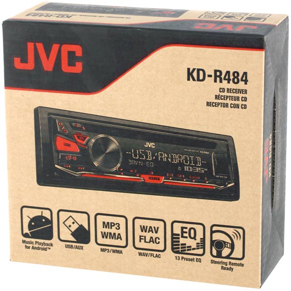 Автомобильная магнитола с CD MP3 JVC KD-R484 + USB Flash карта 8Gb