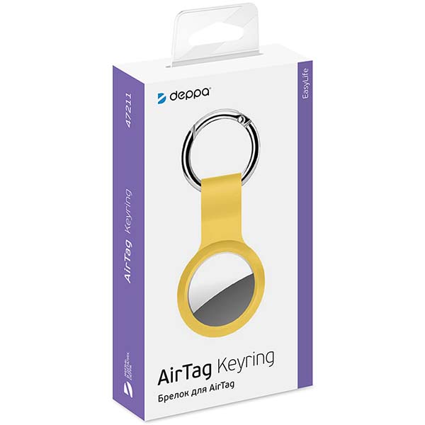 Чехол-брелок для AirTag Deppa силикон желтый