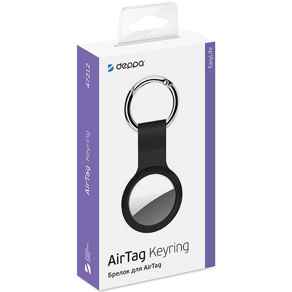 Чехол-брелок для AirTag Deppa силикон черный