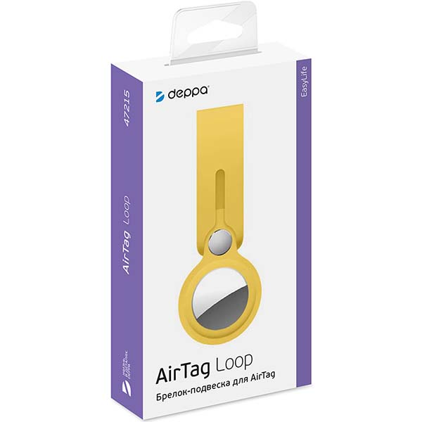 Чехол-подвеска для AirTag Deppa силикон желтый