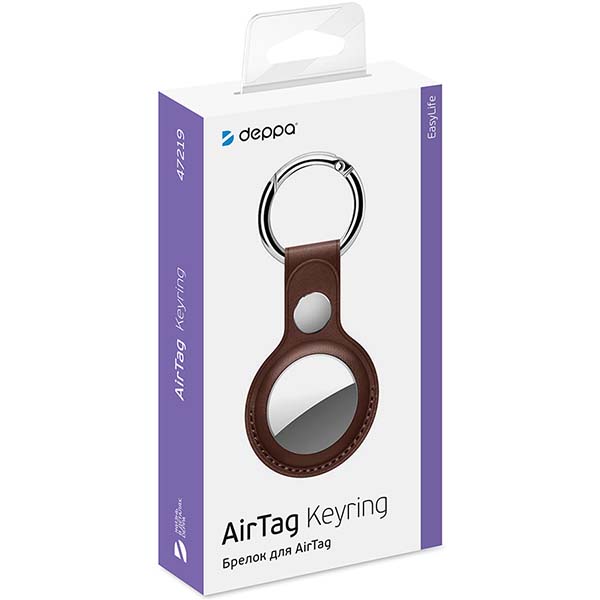 Чехол-брелок для AirTag Deppa PU коричневый