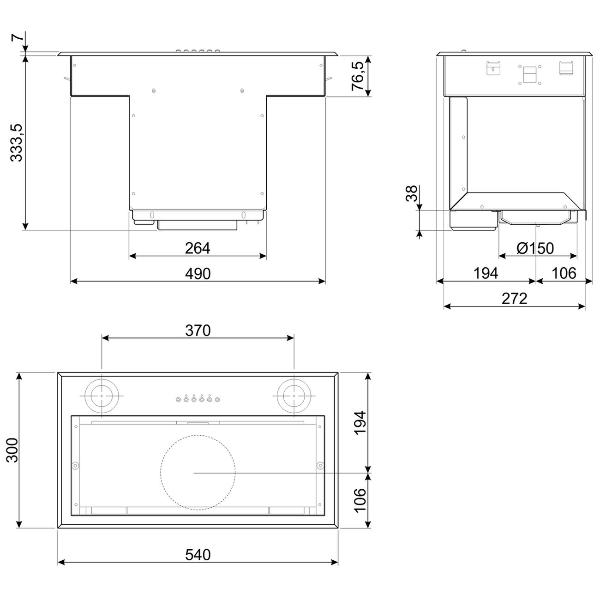 Вытяжка полностью встраиваемая Премиум Smeg KSEG58PXE