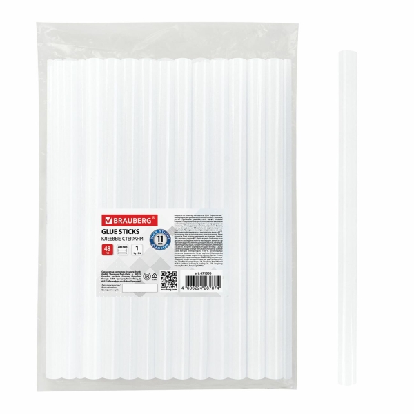 Клеевые стержни Brauberg 11мм, прозрачные 48шт (671056)