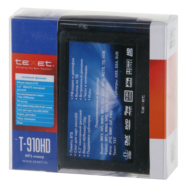 Портативный медиаплеер teXet T-910HD 8Gb черный