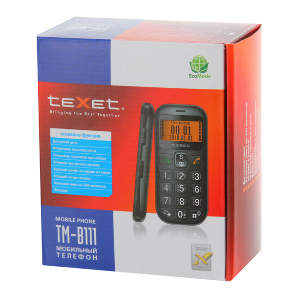 Мобильный телефон teXet TM-B111 черный