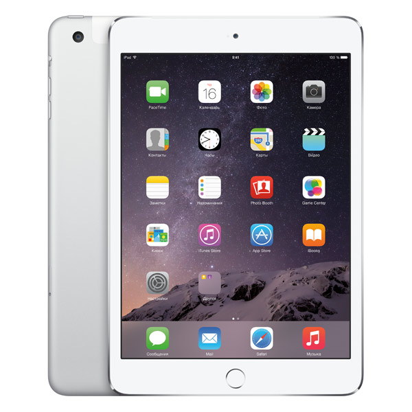 Планшет Apple iPad mini 3 16GB Wi-Fi+Cellular Silver (MGHW2)