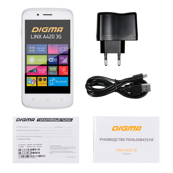 Смартфон Digma LINX A420 3G белый