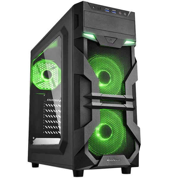 Корпус для компьютера Sharkoon VG7-W green led