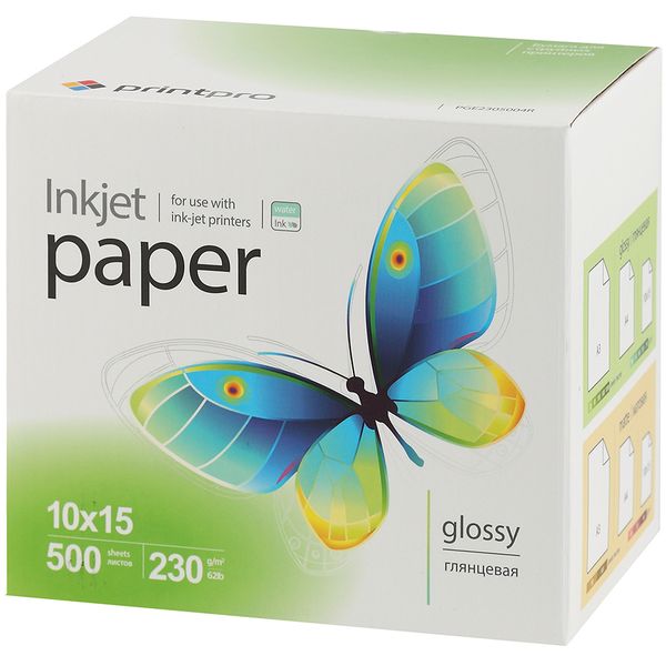 Фотобумага для принтера PrintPro Glossy 230g/m, 10x15 (PGE2305004R)