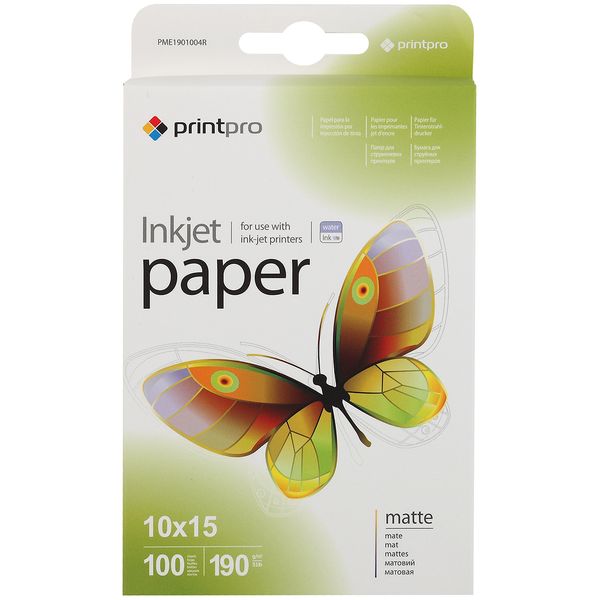 Фотобумага для принтера PrintPro Matte 190g/m, 10x15 (PME1901004R)