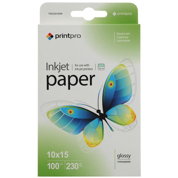 Фотобумага для принтера PrintPro Glossy 230g/m, 10x15 (PGE2300504R)