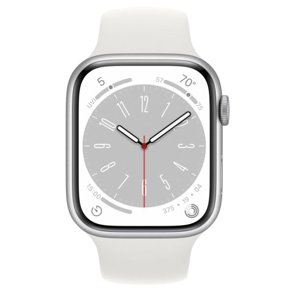 Восстановленные смарт-часы Apple Watch Series 8 45mm Silver Aluminum Case with White Sport Band, размер M/L, хороший