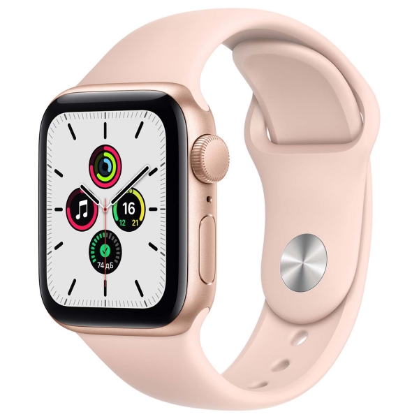 Восстановленные смарт-часы Apple Watch SE 2020 44mm Gold Aluminum Case with Pink Sand Sport Band (MYDR2), отличный