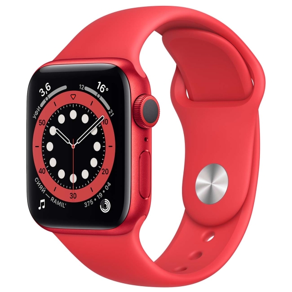 Восстановленные смарт-часы Apple Watch Series 6 44mm PRODUCT(RED) Aluminum Case with Red Sport Band (M00M3), хороший