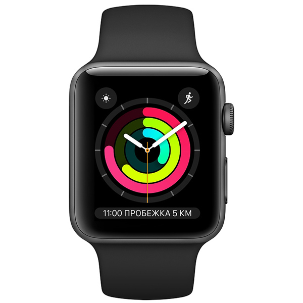 Восстановленные смарт-часы Apple Watch Series 3 38mm серый космос Aluminum Case with Black Sport Band (MTF02), хороший