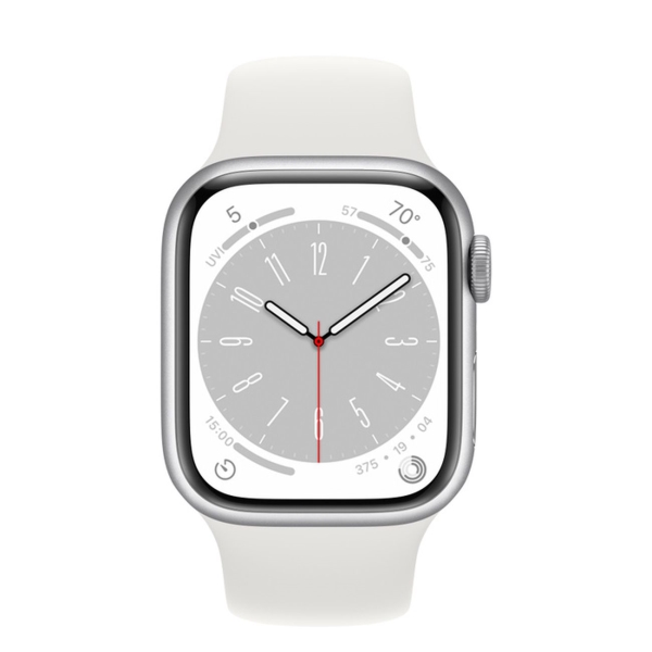 Восстановленные смарт-часы Apple Watch Series 8 41mm Silver Aluminum Case with White Sport Band, размер S/M, как новый