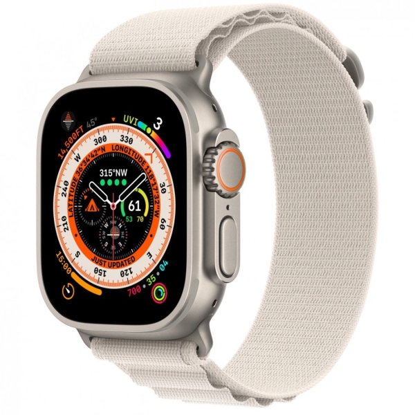Восстановленные смарт-часы Apple Watch Ultra 49mm Titanium Case with Starlight Alpine Loop, размер M (MQFO3), как новый