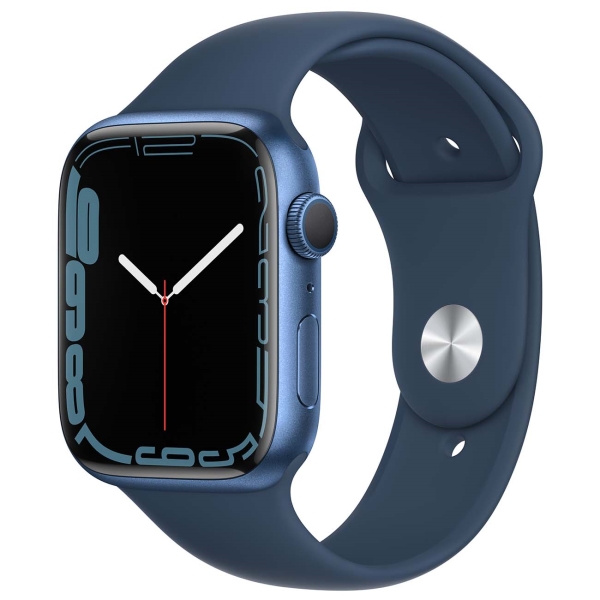 Восстановленные смарт-часы Apple Watch Series 7 45mm Blue Aluminum Case with Abyss Blue Sport Band (MKN83), отличный