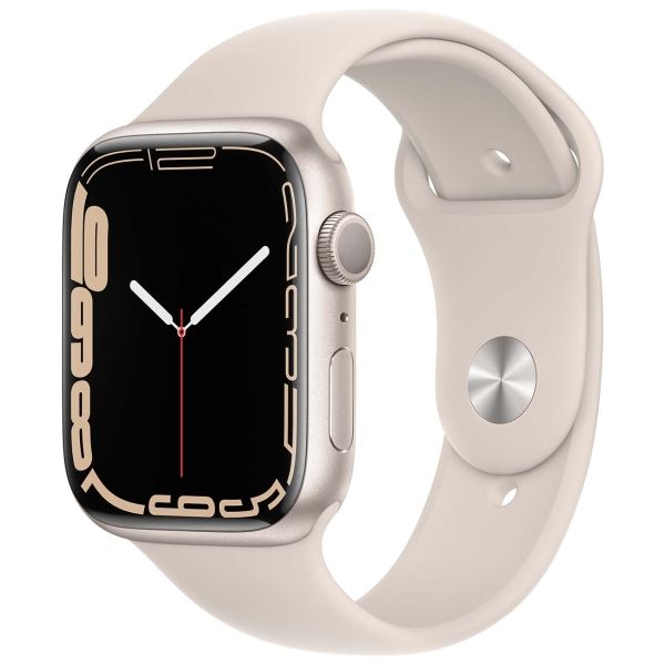Восстановленные смарт-часы Apple Watch Series 7 45mm Starlight Aluminum Case with Starlight Sport Band (MKN63), хороший