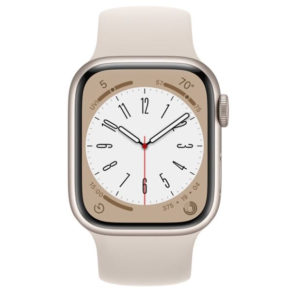 Восстановленные смарт-часы Apple Watch Series 8 45mm Starlight Aluminum Case with Starlight Sport Band размер Regular (MNP23), отличный