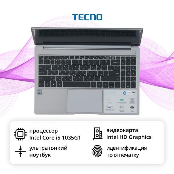 Восстановленный ноутбук Tecno T1/15.6"/Core i5-1035G1/16/512GB/Linux/Grey, отличный