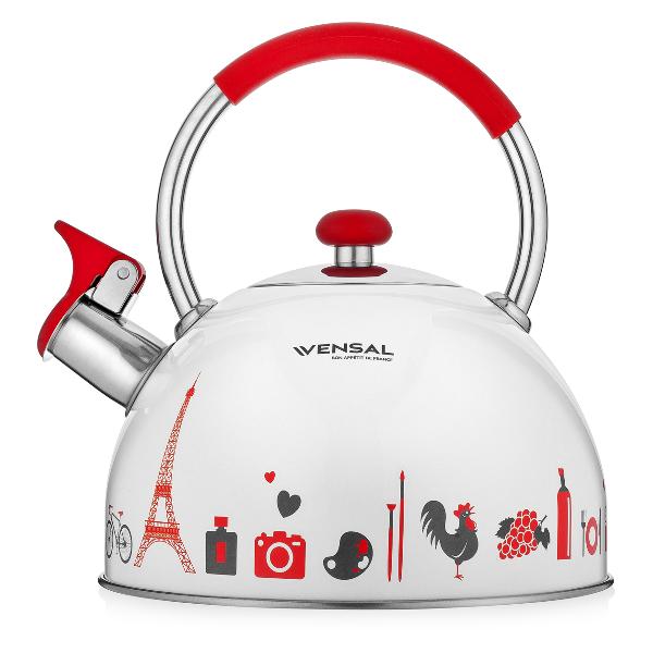 Чайник VENSAL Paris  VS3001 белый/красный