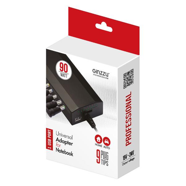 Сетевой адаптер для ноутбуков Ginzzu GA-4290U 90W, 1xUSB(2.1A)