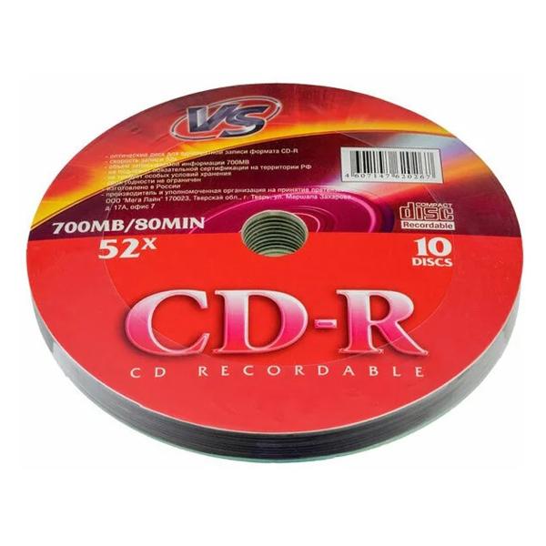 Диск CD-R VS 700Мб/80мин 52x в пленке 10 шт.