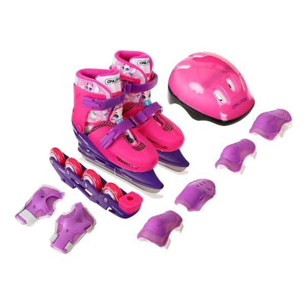 Коньки роликовые ONLITOP ледовые 223Y с роликовой платформой, размер 30-33