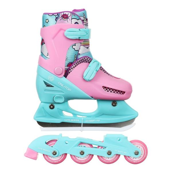 Коньки роликовые ONLITOP ледовые 223Y с роликовой платформой, размер 34-37
